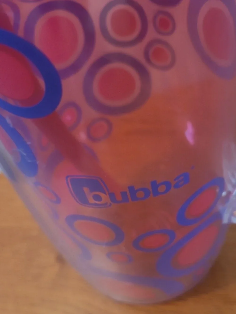 Pink & Blue Double-Wall Travel Mug with Straw